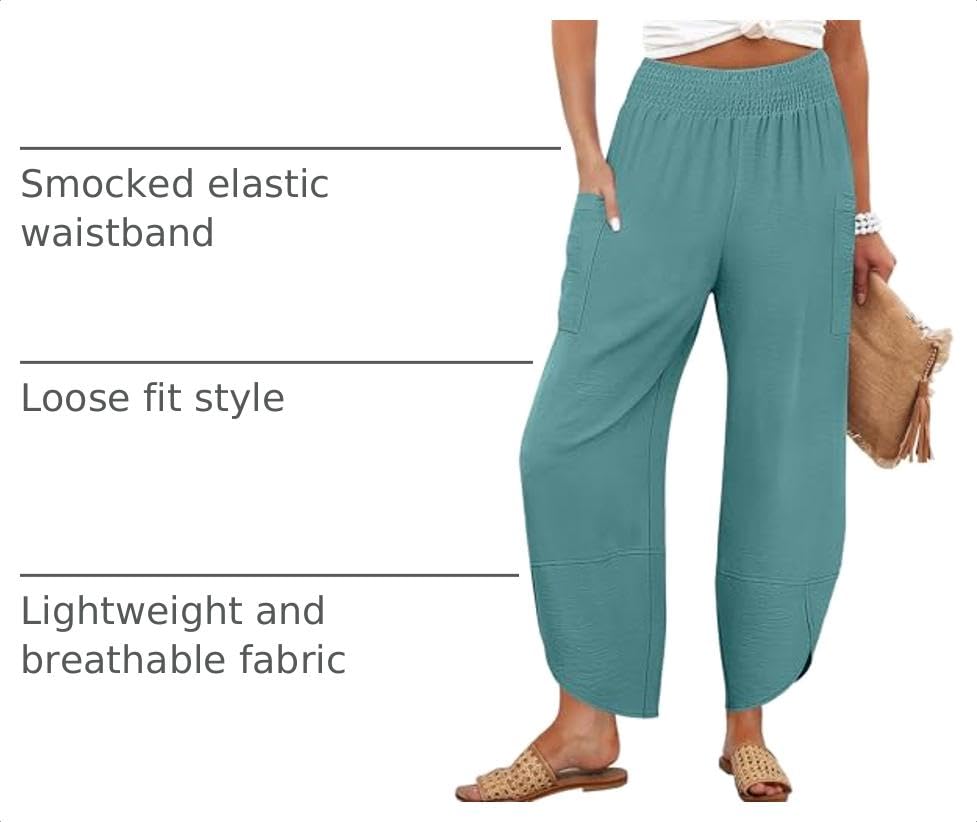 Image of ANRABESS Womens Wide Leg Palazzo Capri Barrel Pants