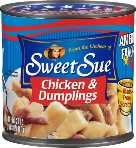 Sweet Sue Chicken & Dumplings, 24 oz Can - Heat and Serve Soup Meal - 14g Protein per Serving - Made from Scratch Recipe (Pack of 5)