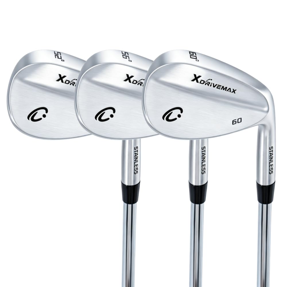 XDriverMax Full Face Golf Wedge Set, 3-Piece 52°/56°/60° Forged Golf Gap Wedge Sand Wedge Lob Wedge, CNC Milled, Right Hand
