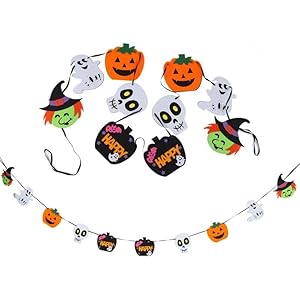 Partysanthe 1 Pcs Halloween Fabric Pumpkin Skull Ghost Hanging Party for Halloween 10ft Size