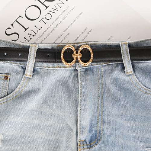 Image of Aurolran Women's Leather Belt with Buckle - Ideal for Dresses, Jeans, and Coats