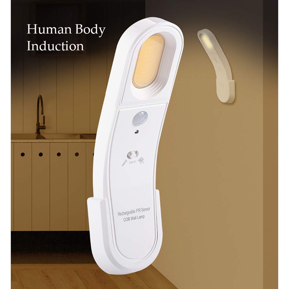 La luz del Sensor, Armario de luz, LED portátil Noche la luz, USB Recargable, 2 Modos de inducción, sin Cable 360 ​​° de rotación, baño, Pasillo, Garaje (2 Pack)