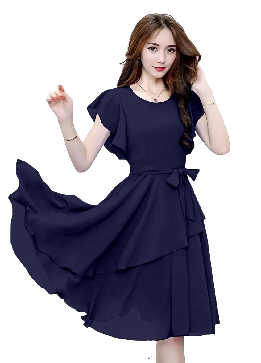 gg style Women's Fit and Double Flare Knee Length Dress-picture-19