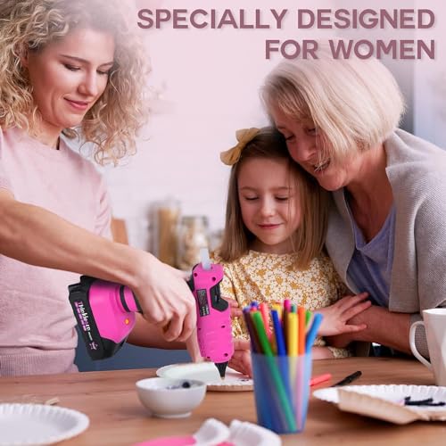 Hot Glue Gun, 20V Pink Cordless Glue Gun with 30 PCS Full Size Glue Sticks, 2Ah Rechargeable Battery Glue Gun Kit for DIY, Arts & Craft, Decorations, Gift for Women - Image 2