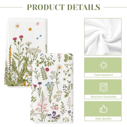 Dermalyx Juego de toallas de cocina florales de flores silvestres, paños de algodón coloridos, toallas de cocina para cocina, paños de microfibra 40 x 60 cm - imagen 3