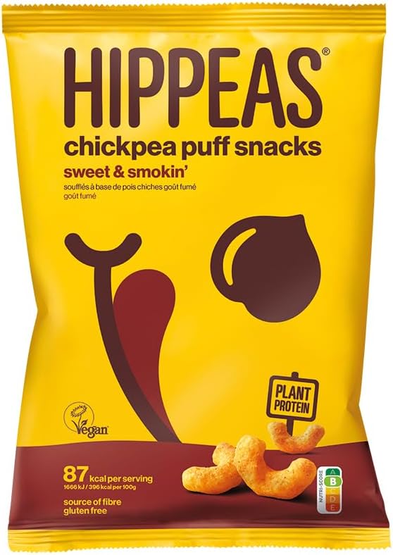 Chickpea Puff Snacks Vegan Sweet & Smoking Flavor | Crunchy, Plant Protein Snacks | Gluten-Free | 78 Grams