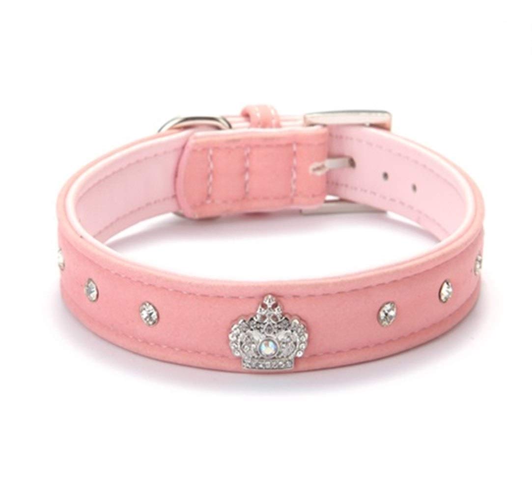 Glitzerndes Hundehalsband Mit Strass-Krone – Verstellbar Aus Kunstleder Für Kleine Hunde