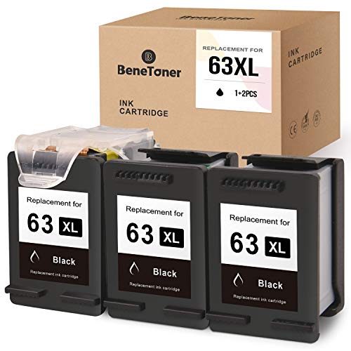 BENETONER Remanufactured Ink Cartridge Replacement for HP 63 XL 63XL Work with Officejet 3830 5255 4650 5258 4655 5200 5252 4652 5260 Envy 4520 4512 Deskjet 1112 3630 3632 2132 (Black, 3-Pack)