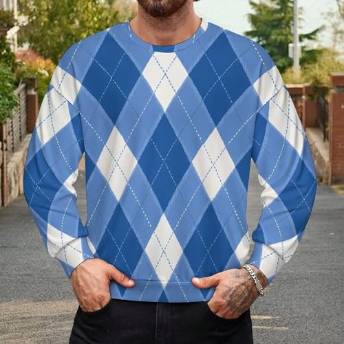 Plaid Fall Casual Loose Long Sleeve Crewneck Pullover Sweatshirt for Men And Women2