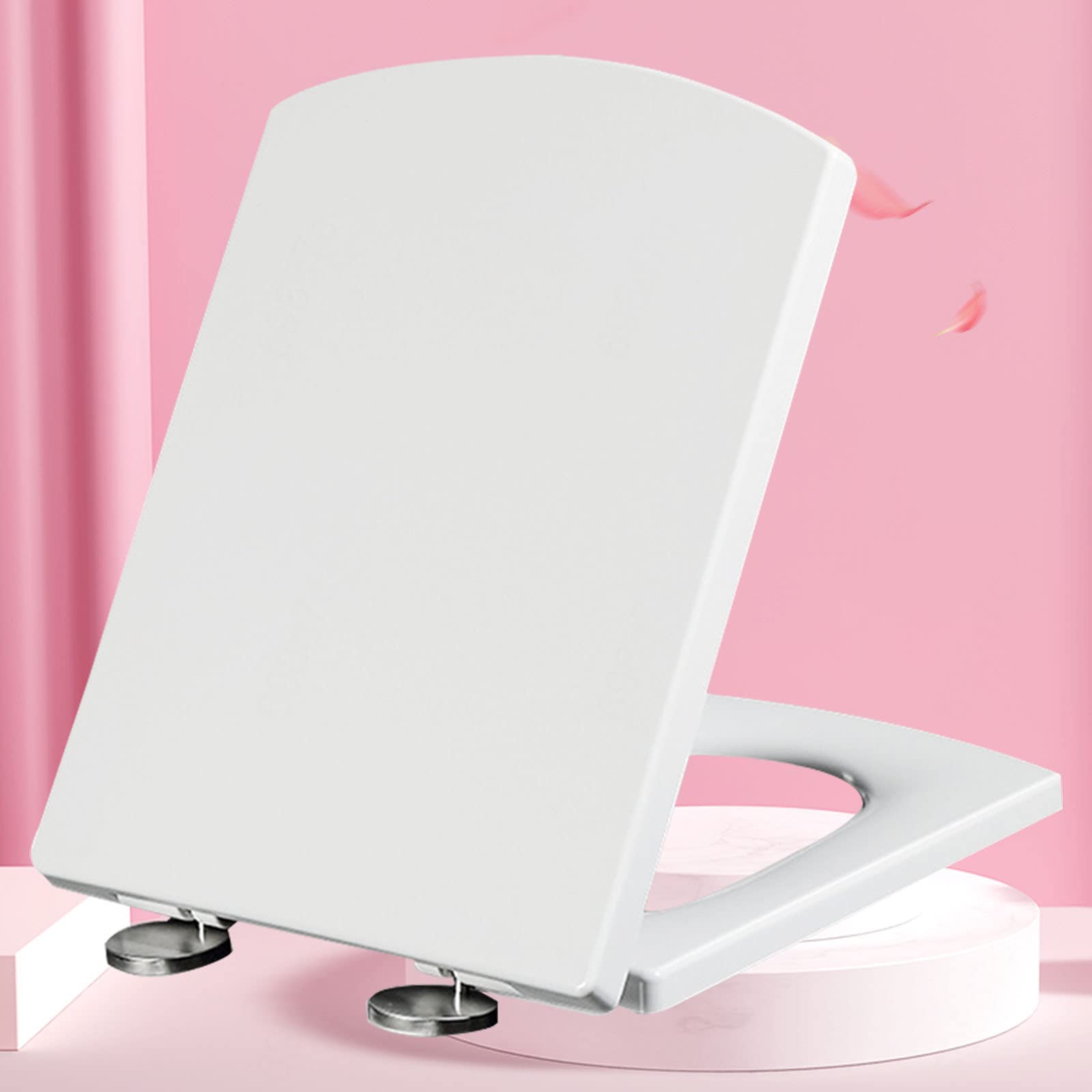 Siège de toilette carré blanc et abattant de toilette à fermeture lente