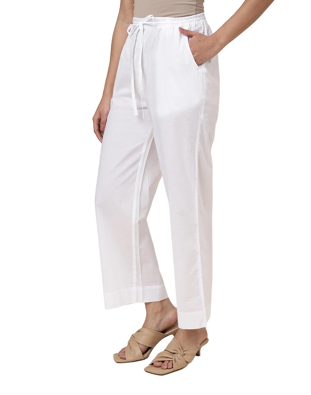 fabindia Cotton Full Length Casual Pant (in, Alpha, XL, White)-picture-24