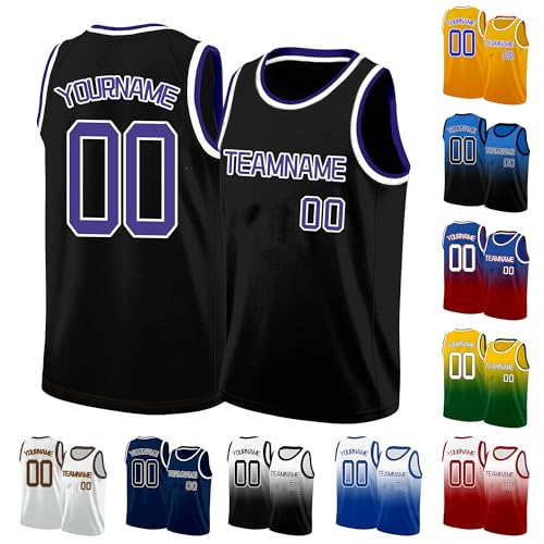 Image of Custom Basketball Jersey for Men - Personalized Name & Number, Embroidered or Printed, Athletic Shirt for Kids, Boys & Youth