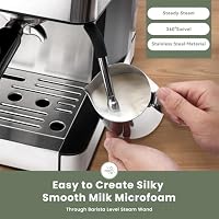Gevi Espressomaschine 20 Bar mit integriertem Kegelmahlwerk und Milchschaumdüse, kompakte Kaffeemaschine für Hausgebrauch mit abnehmbarem Wassertank, für Cappuccino, Latte, Espresso und Americano – Ansicht 6