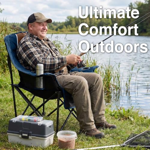 Silla de Camping Sobredimensionada para Adultos USKAU con Capacidad de 400 lbs, Plegable con Acolchado y Porta Vinos, 2 Porta Vasos y Bolsillos Laterales, Bolsa de Transporte Portátil miniatura 5