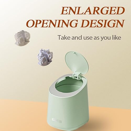 Miniatura 6 de PANDENNER Mini bote de basura para encimera con 12 rollos de bolsas de basura, bote de basura con tapa tipo prensa, papelera de escritorio aplicable