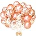 AULE Rose Gold Balloons & Rose Gold Confetti Balloons 62 Pack - 12 inch Premium Latex Balloons & 64ft Ribbon - Rose Gold Party Decorations