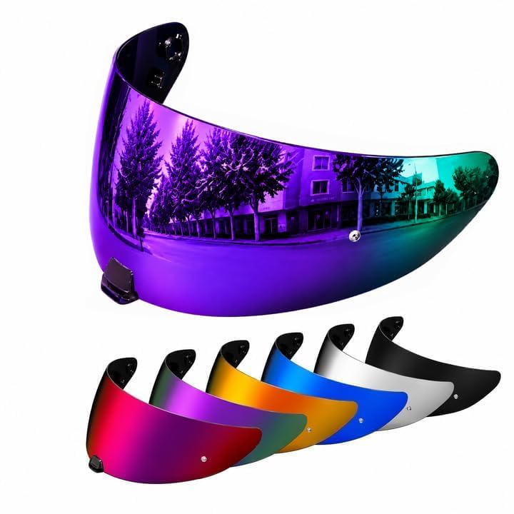 Image of PSLER Shatterproof Helmet Visor for i10 HJ-31 i70,Deep Purple | Impact-Resistant ,UV400 Protection, Motorcycle Tinted Face Shield for i10 HJ-31 i70 ,Visor Replacement