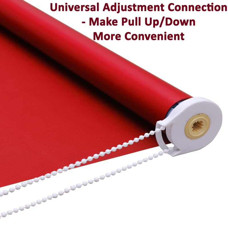 Image of Roller Blinds 300 GSM Polyester Fabric Waterproof & Sun Blockage Corded Roll Up and Down Blinds Curtains for Window, Door, Balcony (Red Color 2.5 X 12 Feet, Pack of 1 Piece)