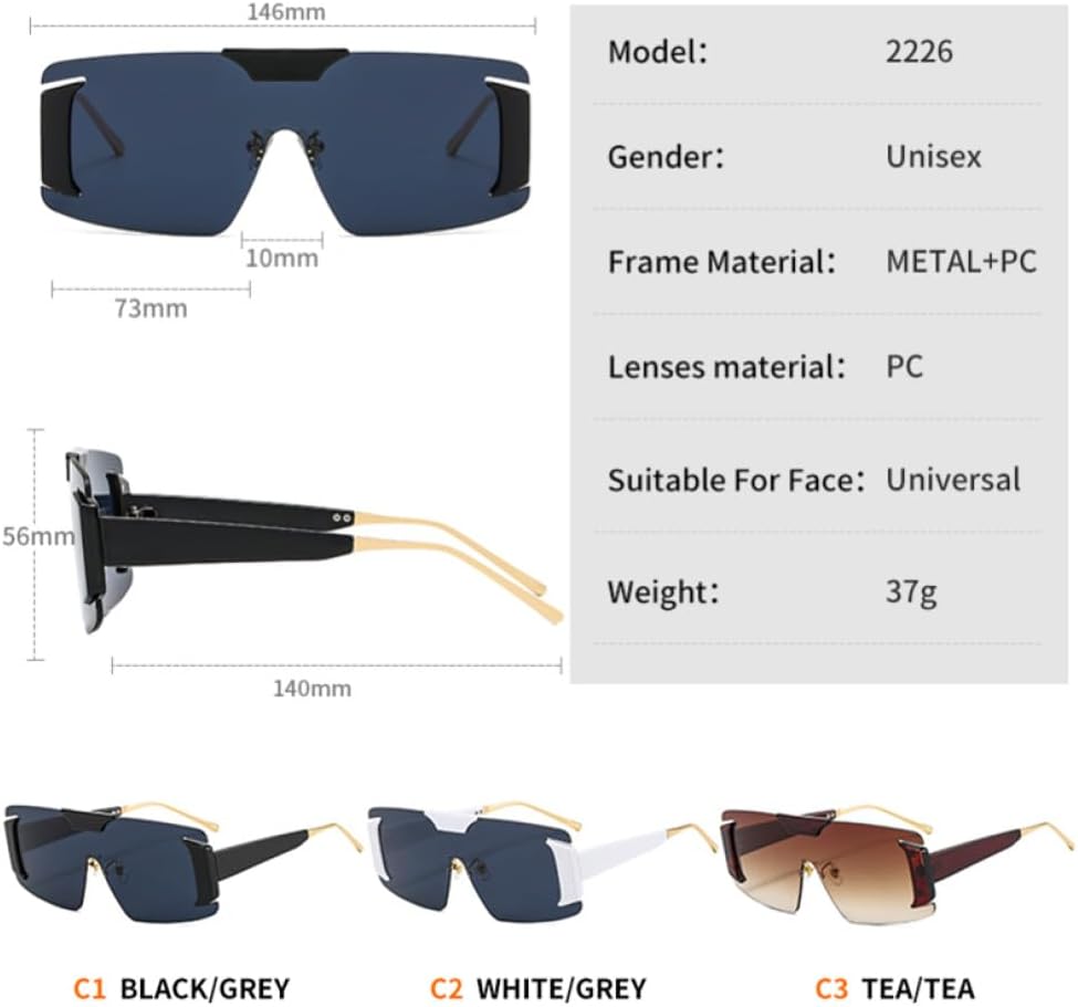 Fashion Rimless Sunglasses Women Men Gradients Lens Alloy PC Frame Luxury Sun Glasses