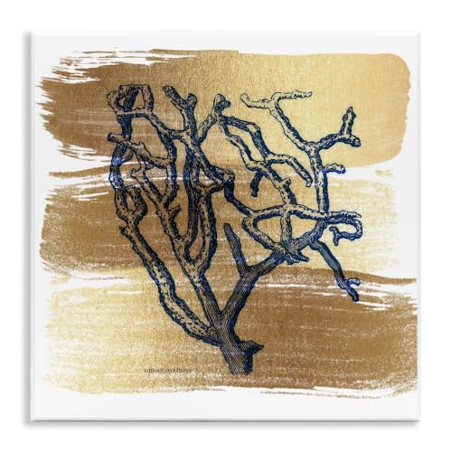 Azure Coral Sea Plant Patterned, 12 x 12 Inch Mounted Print on Wall Plaque
