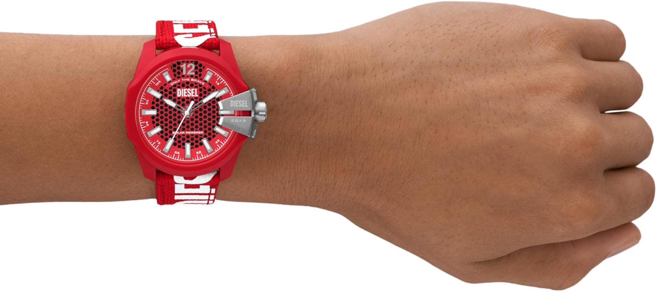Diesel Nylon Baby Chief Analog Red Dial Men Watch-Dz4619, Red Band