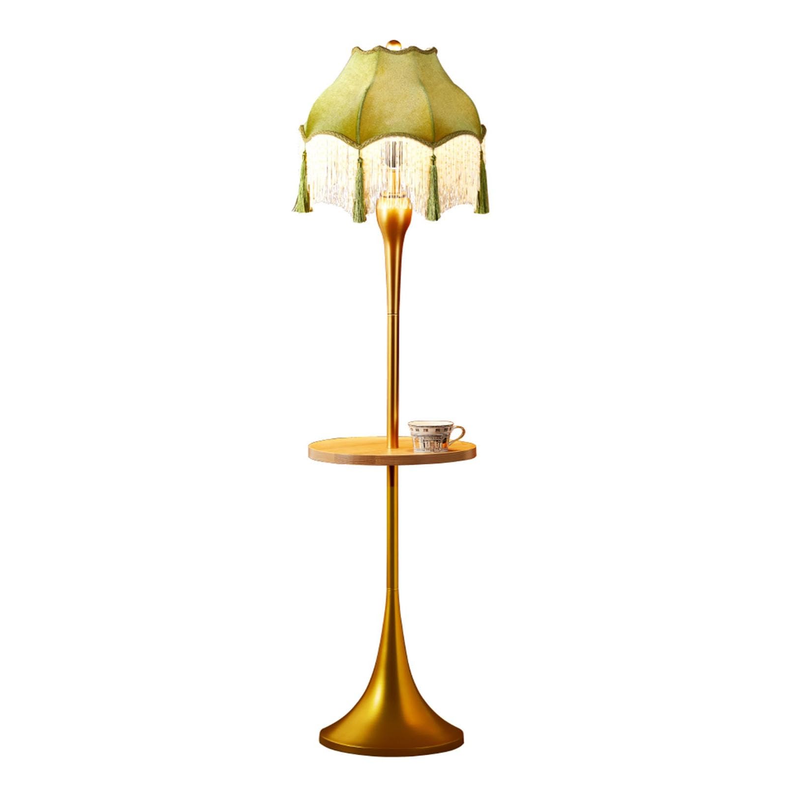 LJHFG63KUYT Standing Lamps Living Room Lamps with Wood Tray, Rustic Floor Lamp for Reading House Family Bedroom Home Decorate