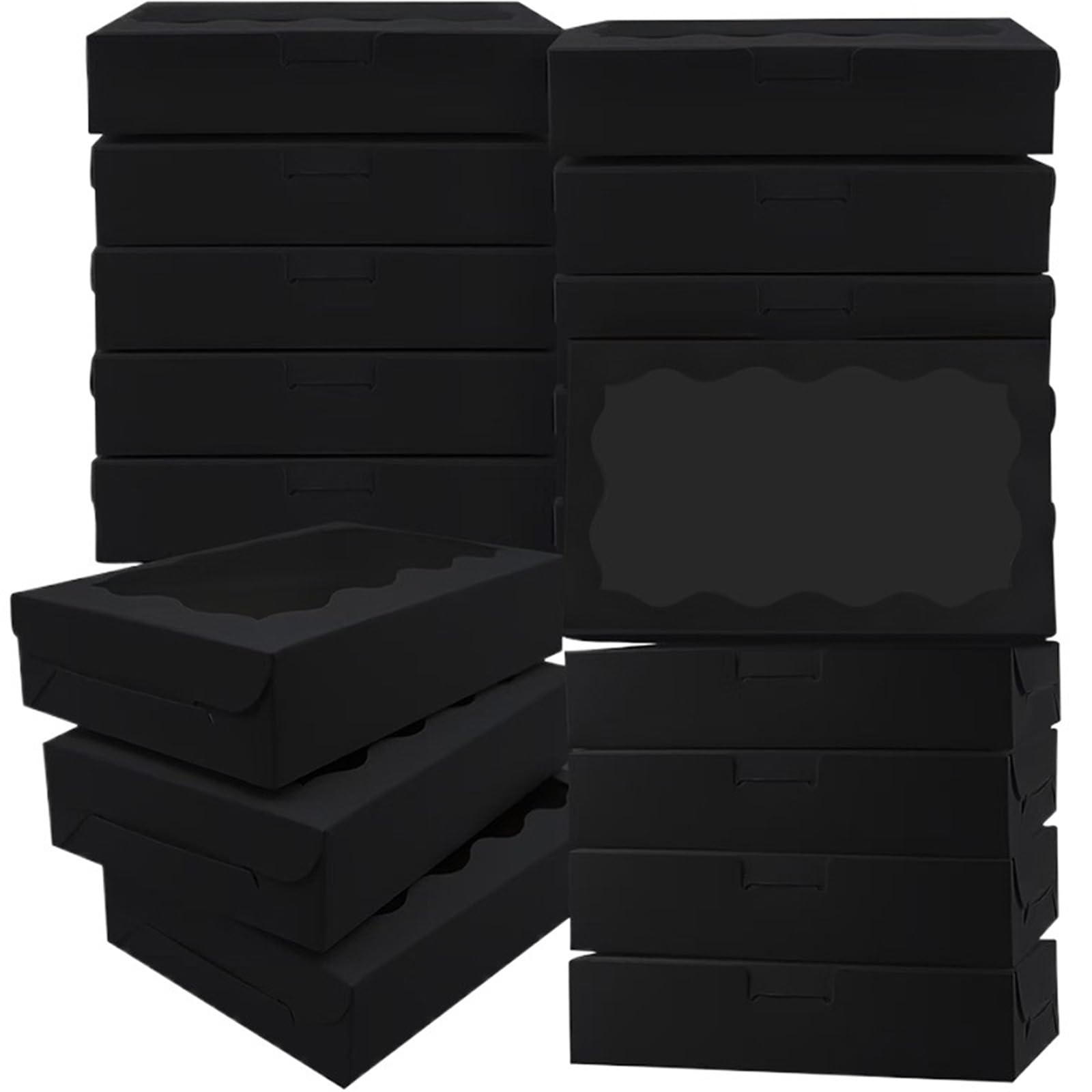XPJYUA Bakery Boxes with Clear Window 20pcs Box With Transparent Window, Suitable For Dessert, Cake, Candy(Black)