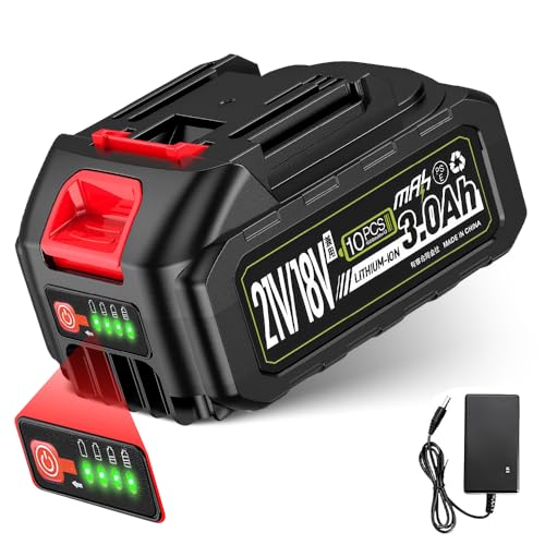 UPF マキタ 互換 バッテリー 18V/21V 3000mAh 長時間作業可能 充電式 リチウムイオン電池 LED電池残量表示 互換 マキタ 18V バッテリー 21V マキタ電動工具用 多数保護機能搭載 小型 軽量 充電器付き PSE認証済み