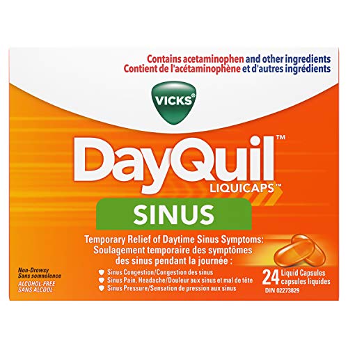Vicks DayQuil Sinus Liquid Capsules 24Ct, Relieves Sinus Congestion, NonDrowsy Sinus Pain and