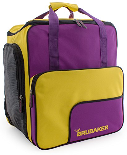 BRUBAKER 'Super Function 2.0' Bolso para Deporte - Mochila Porta Botas De Esquí - Púrpura/Amarillo