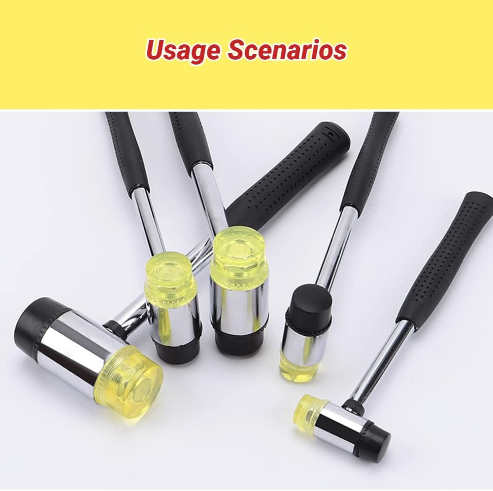 Kadimendium 2 Set Rubber Striking Head Hammer Replacement Tips Set Mallet Accessories Yellow Black Rubber Mallet Hammer (35mm Diameter)