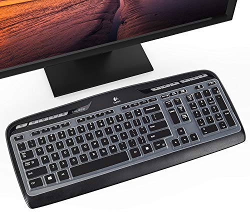 Silicone Keyboard Cover Skin Compatible with Logitech MK320 MK330 MK335, Logitech YR002 K330 Wireless Keyboard Protector, Logitech MK320 Accessories, Black
