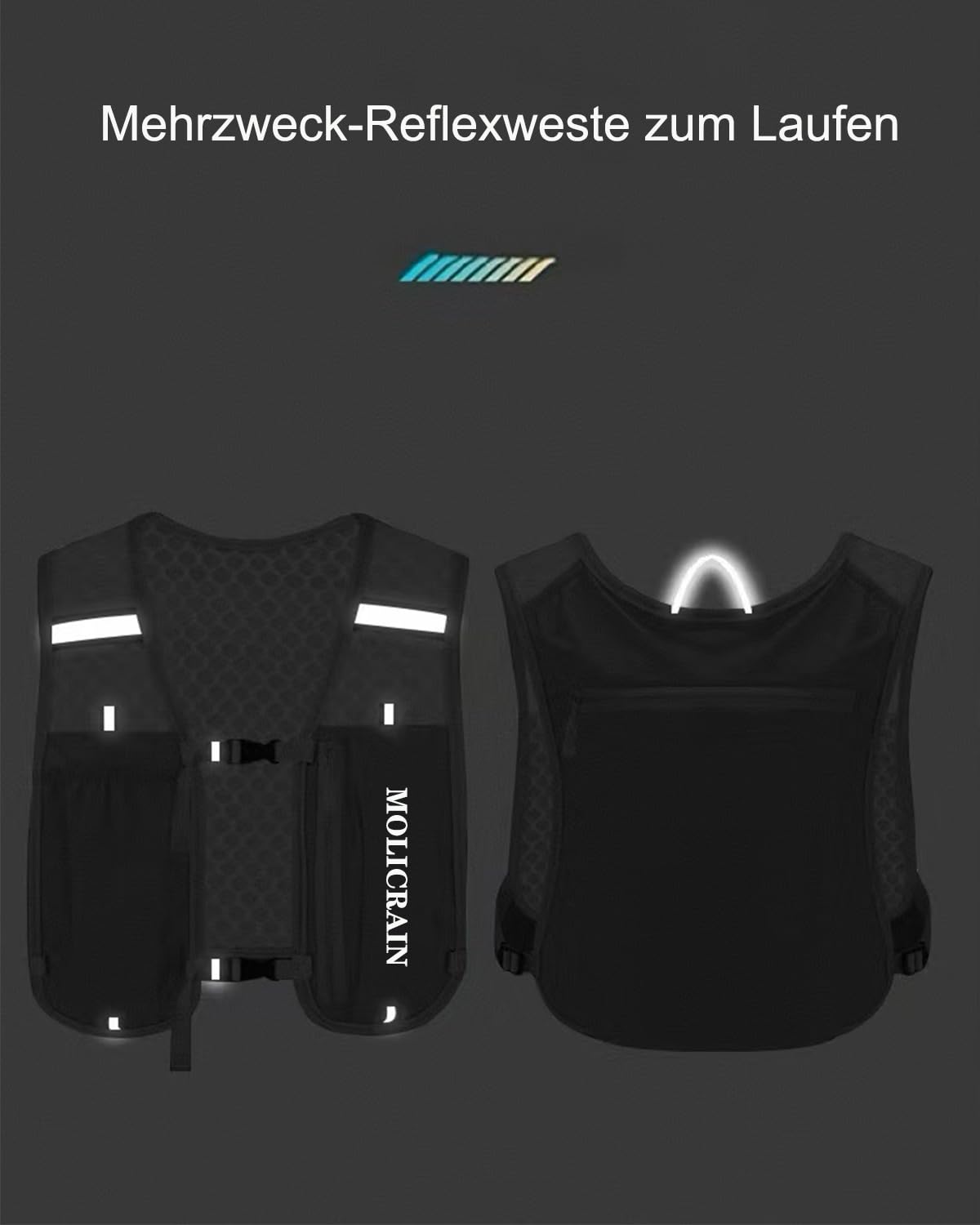 Verstellbare Laufweste für Damen und Herren, Leichter & Atmungsaktiver Laufrucksack, Reflektierend Trinkweste Laufen, 5-Liter-Trinkrucksack für Wandern, Radfahren und Marathon