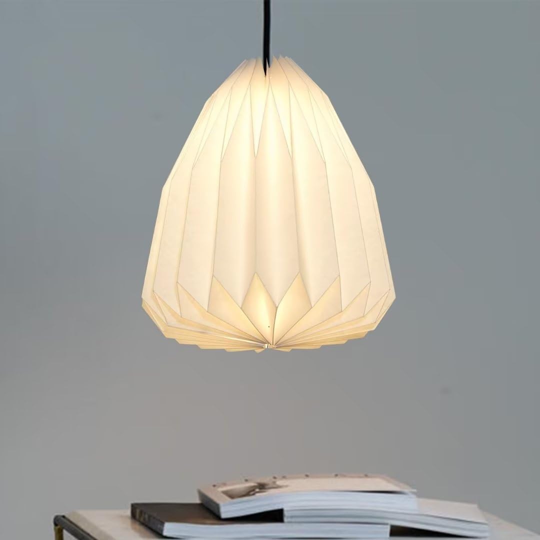 GUANSHAN Paper Lantern Pendant Lamp Elegant Style Pendent Light Creative Foldable Hanging Light Decorative Ceiling Lamp for Living Room, Restaurant