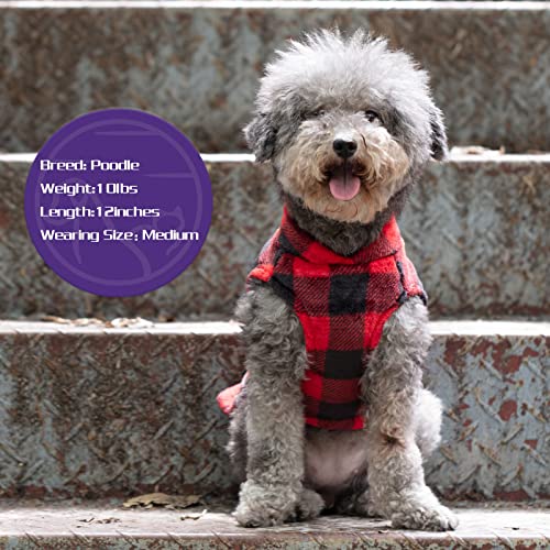Cyeollo 2 Pack Flannel Dog Christmas Coat Red Buffalo Plaid Vest Sweatshirt Cold Weather Coats Winter Warm Dog Sweaters For Small Dogs #TOP6