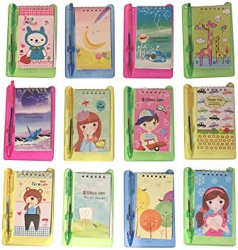Colorful Spiral Prism Mini Pocket Size Notepads Memo with Pen (Pack of 12)