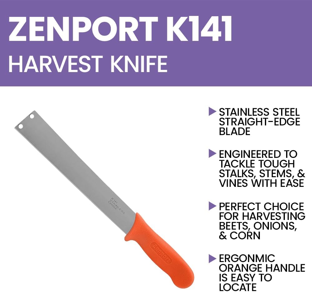 Zenport K141 Row Crop Harvest Knife with 11-Inch Heavy Duty Stainless Steel Blade, Box of 12