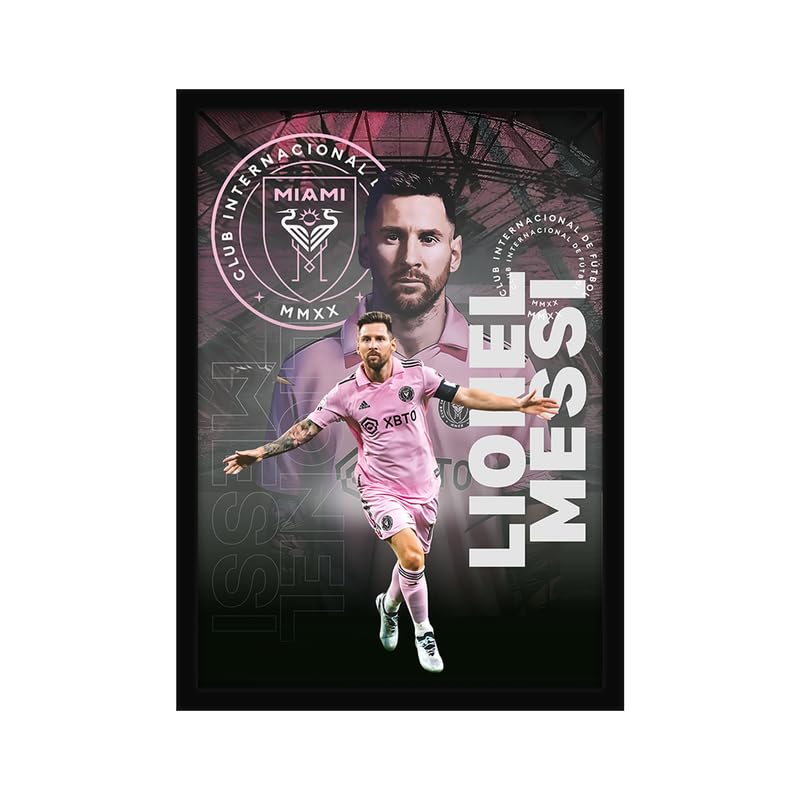 CodersParadise Miami Pink Football Icon-Inspired Poster Frame | Premium A4 Framed Wall Art for Bedroom, Office & Gaming Setup | Dynamic Soccer Tribute Decor for Fans & Collectors