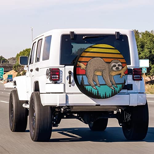 Image of Delerain Spare Tire Cover Sloth Colorful Striped Wheel Covers Waterproof Dust-Proof UV Sun Universal Fit for Trailer RV SUV Truck and Many Vehicle (18 Inch for Diameter 32 inch-34 inch)