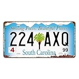 Replica Vintage License Plate, South Carolina, Embossed Metal Number Tags, Prop Vanity Car Registration Plates, 12x6 Inch
