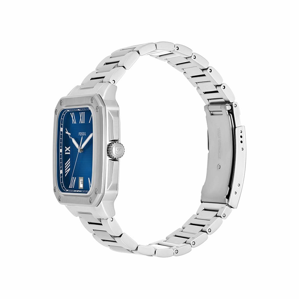 Fossil Orologio Crosby da uomo, movimento al quarzo con data a tre lancette e cinturino in acciaio inossidabile