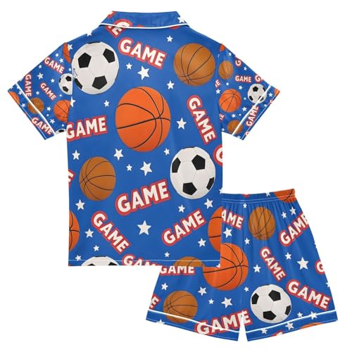 senya Soccer Basketball Satin Summer Pajama Sets Silk Short Sleeve Button Down Sleepwear2