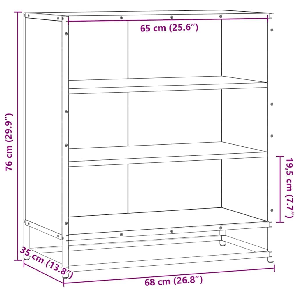 Szafka czarna 68x35x76 cm materia drewnopochodny i metal industrieele kast met 3 open planken voor opbergruimte in keuken woonkamer stabiel duurzaam