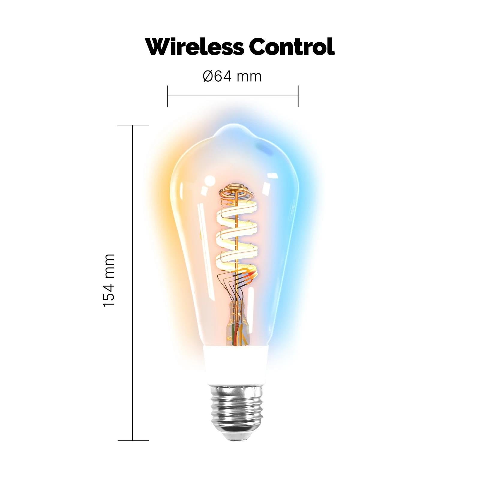 Lampadina LED Tuya Smart ST64 Edison WiFi Dimmerabile 16M Colori RGB 2700K-6500K Compatibile con Alexa Google Home,3pcs