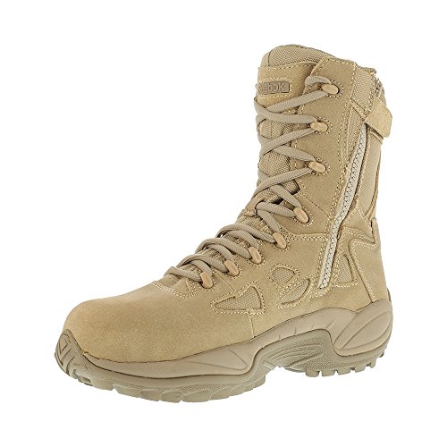 Image of Reebok Women's Stealth 8 inch Lace-Up Side-Zip Work Boot Composite Toe Desert Khaki 5.5 EE US