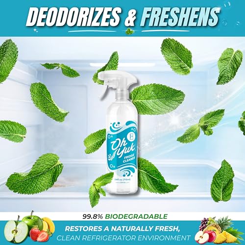 Image of Oh Yuk Fridge Cleaner - Cleans Inside Refrigerator for Spotless, Food-Contact Safe Surfaces | Biodegradable, Vegan, Cruelty-Free | Effortlessly Lifts Sticky Messes & Dried-On Food | Spray Bottle