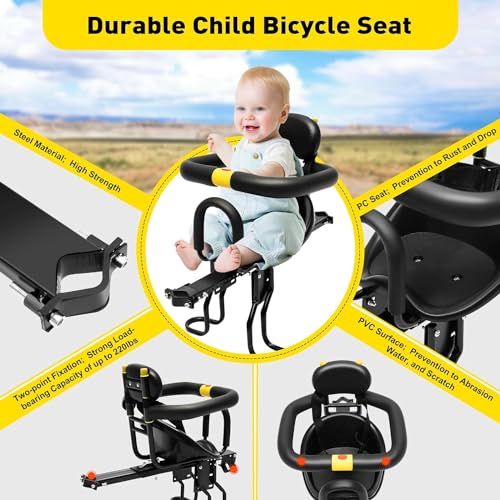 Assento de criança para bicicleta dianteiro, assento de bicicleta infantil, assento de bicicleta fro