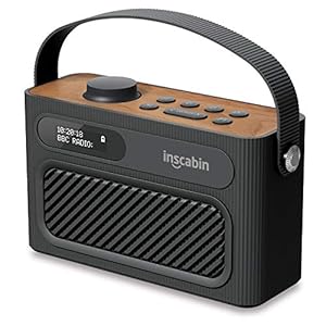Inscabin M60 draagbare DAB / DAB + FM digitale radio / draagbare draadloze luidspreker met Bluetooth / stereogeluid / dubbele luidsprekers / dubbele wekker / oplaadbare batterij / mooi ontwerp (Black)