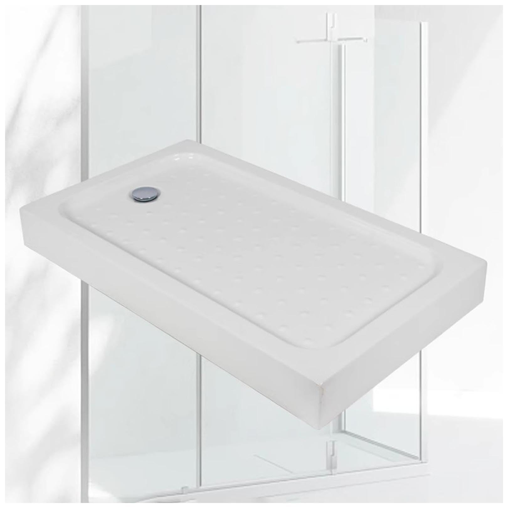 Receveur de douche acrylique blanc avec bonde rectangulaire