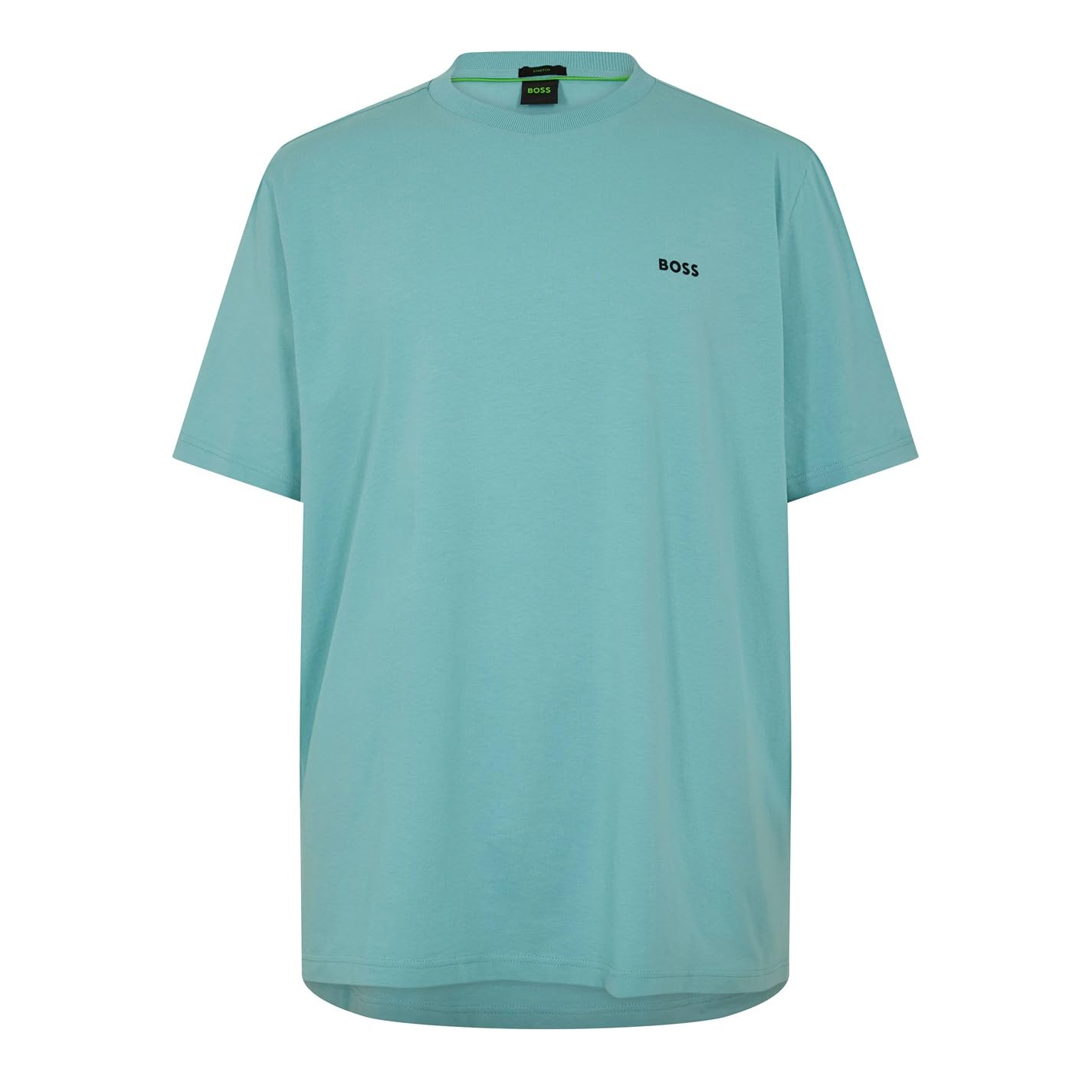 BOSS Mens Green T-Shirt with Logo Design Stretch Cotton Aqua 445 L
